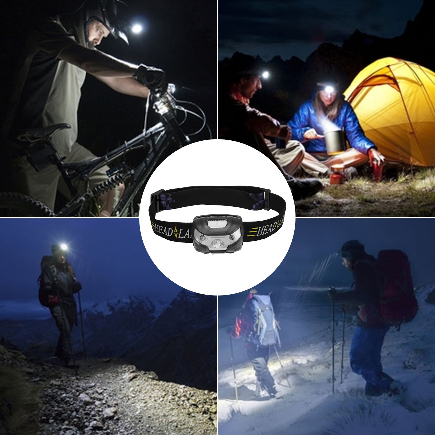 USB Rechargeable Headlamp Flashlight Headband LED Light Waterproof