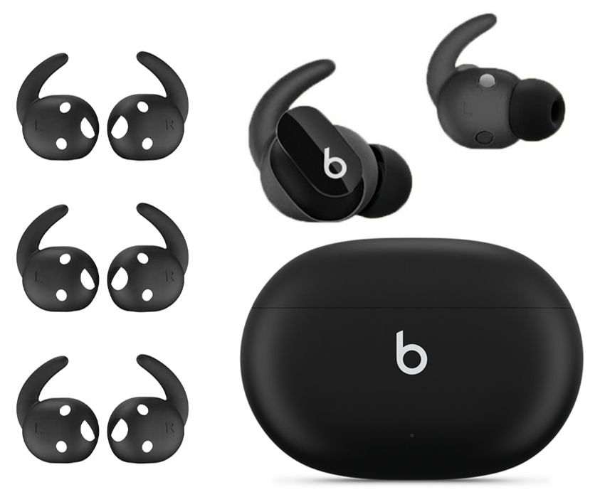 3 Pair Anti Slip Earhook Eartip for Beats Studio Buds [NOT Fit in Case] (Black)
