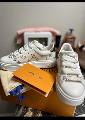 louis-vuitton sneakers women time out sneakers white and gold