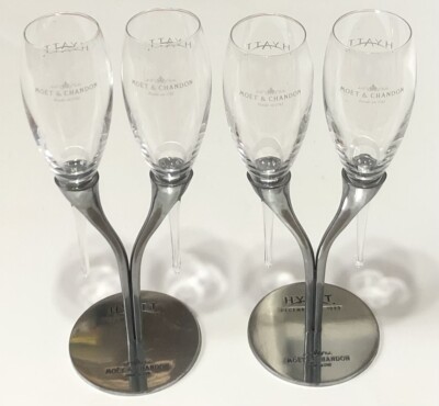 Moet Chandon Champagne Candelabra Stands Used With 4 Pomponne Flutes -Hyatt 1991