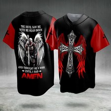 Cross With Wing Jesus Christian All Over Printed Baseball Jersey Size S-5XL