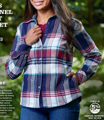orvis womens fleece lined flannel shirt jacket