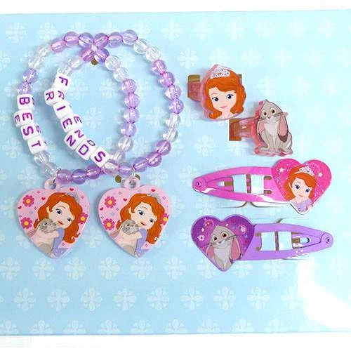 Sofia the First 6 pc Hair Accessory Kit Barrettes, Rings,Bracelets with Charms - Image 2 of 2