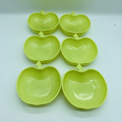 Vintage Set of 6 Unmarked Pyrex Glassbake Lime Green Apple Bowls