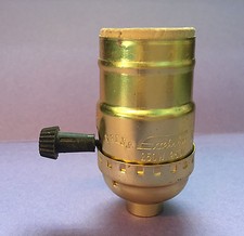 NEW: TURN KNOB ON/OFF MEDIUM BASE LAMP SOCKETS BRASS PLATED