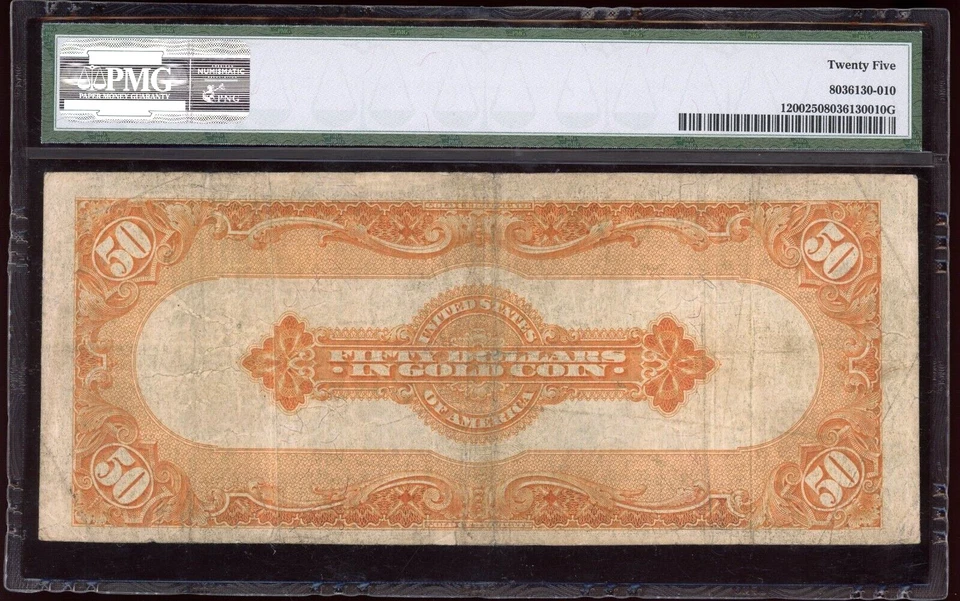 1922 $50 Gold Certificate Bill FR-1200 - Certified PMG 25 (Choice Very Fine) - Image 2 of 2