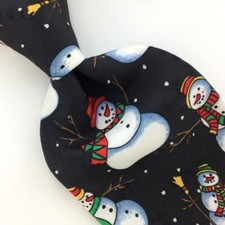 YULE TIE GREETINGS SNOWMAN BLACK Christmas Men's Necktie tie XO-225 New