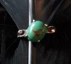 BEAUTIFUL VINTAGE ESTATE STERLING SILVER TURQUOISE CABACHON SCROLL DESIGN RING 6