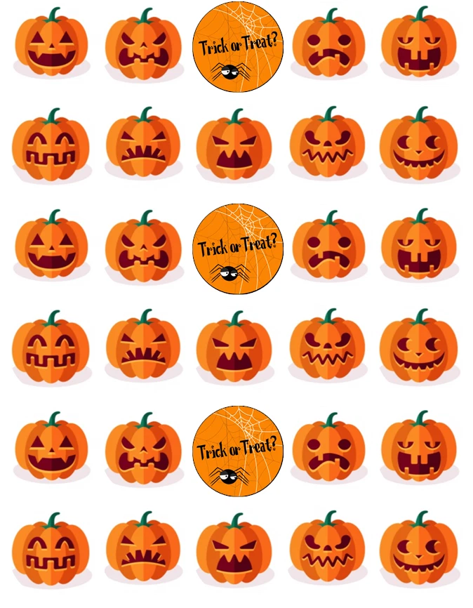 30x Halloween Kürbis Cupcake Topper Essbar Oblate Papier Fee Tortenaufleger