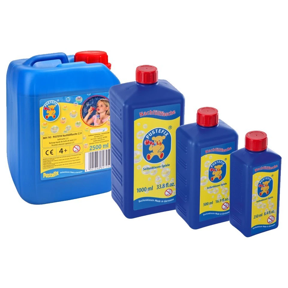 Pustefix Nachfüllflasche 250ml 500ml 1000ml 2,5Liter Seifenblasen Nachfüller NEU