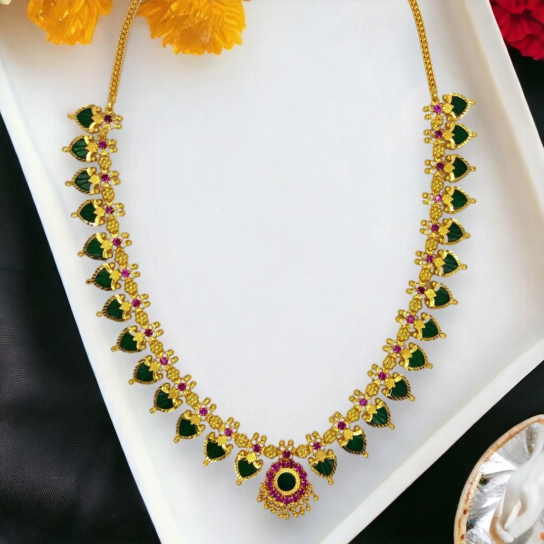 COLLIER TRADITIONNEL PALAKKA KERALA PLAQUÉ OR KERALA SUPREME CLASSIQUE POUR FEMME