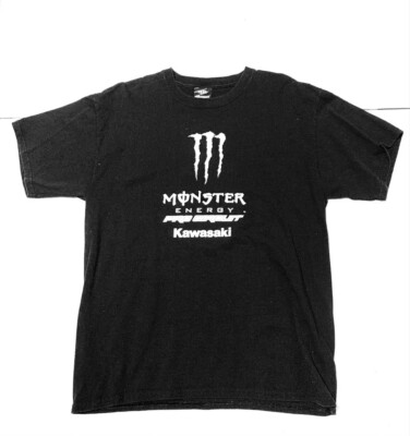 Vintage 90s Monster Energy Pro Circuit Kawasaki T- Shirt Black