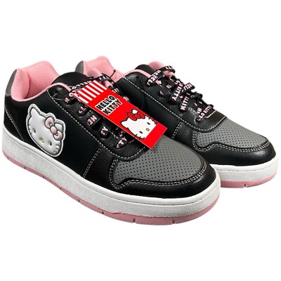 Hello Kitty by Sanrio Women s Fashion Sneakers Size 8 Black/Light Pink Shoes NEW
