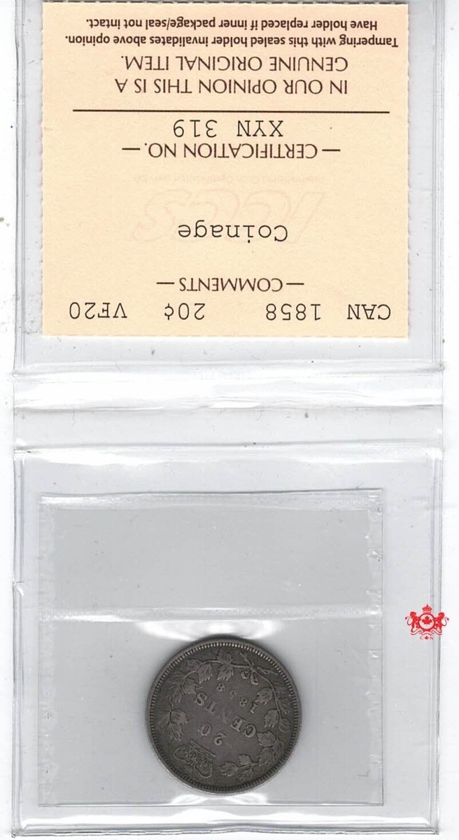 1858 Canada 20 Cents - ICCS VF20 - XYN 319 | eBay