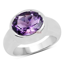 Natural Amethyst Gemstone with 925 Sterling Silver Ring for Women's 3765