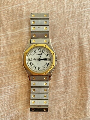 CORNAVIN PENTAFLEX QUARTZ SHOCKPROOF STEEL FINISH DOUBLE CALENDAR VINTAGE USSR