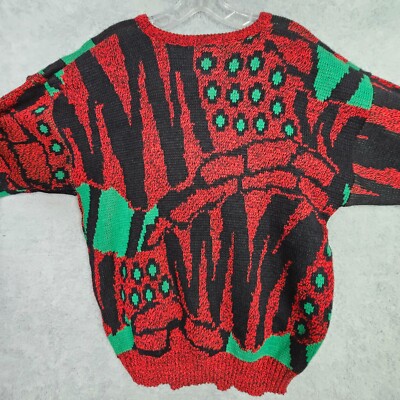 90s古着 柄ニット gx1000 Passport yardsale dime NWT Vtg 90s Sweater L Red Cosby Coogi Biggie Zach Morris Grandpa