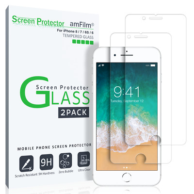 Premium Real amFilm Tempered Glass Screen Protector for iPhone 8/7/6S/6 (2 Pack)