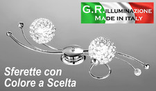 PLAFONIERA MODERNA CROMATA 2 LUCI LAMPADARIO CROMO CRISTALLO BAGNO CUCINA Cielo2