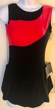 GK FIGURE SKATE ADULT SMALL CORAL BLACK VELVET TANK WAVY COLORBLOCK Sz AS NWT