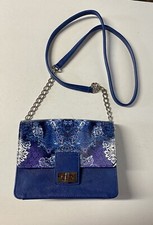 Sharif Blue Paisley Floral Small Crossbody Bag Clutch Chain Strap Phone Holder
