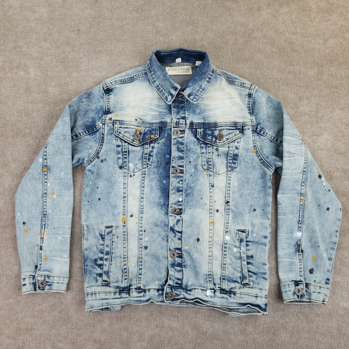 Evolution In Design Denim Jacket Youth XL 18-20 Blue Black Acid
