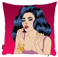 Pop Art Girl Pillow Cover, Modern Decorative Cushion, Lipstick Girl Home Decor