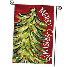 Merry Christmas Garden Flag 12x18 Inch Double Sided, Garden Size-12 x 18" Red
