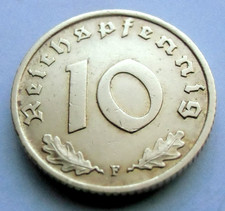 (596)GERMAN 3rd REICH 1938 F - 10 REICHSPFENNIG WWII COIN