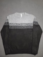 Grey  Black Izod Graident Men's Large Crew Neck Sweater