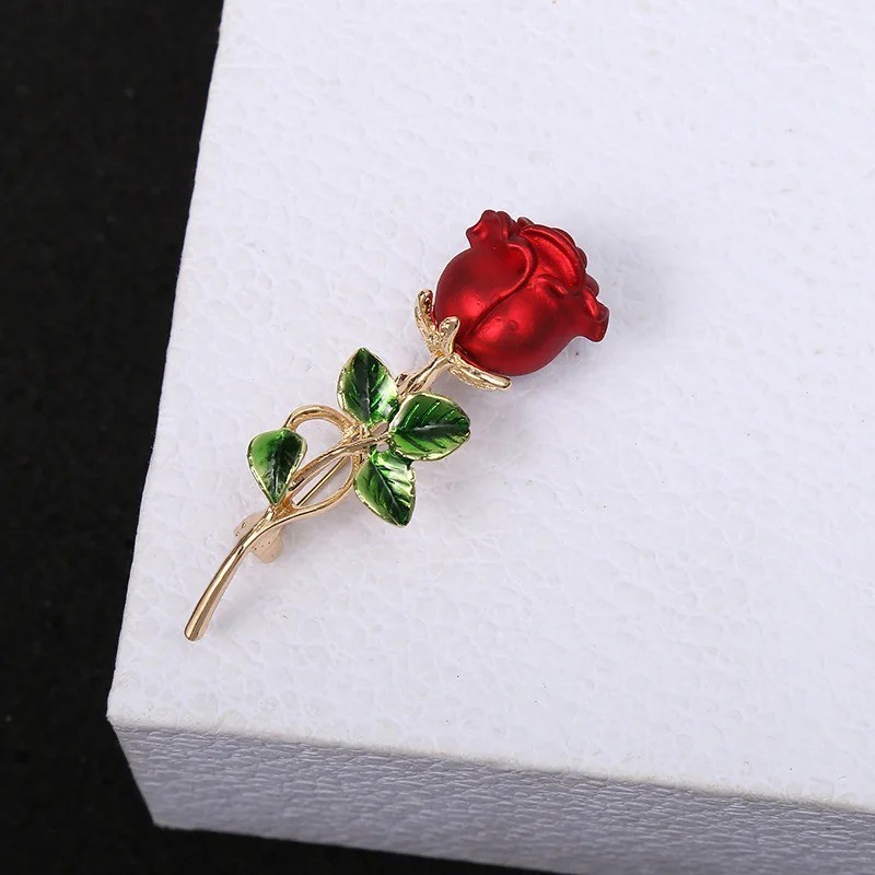 Elegant Rose Enamel Brooch for Women Decorative Vintage Flower Lapel Pin