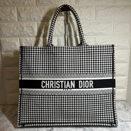 Grand livre fourre tout Christian Dior pied de poule jacquard noir