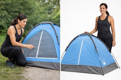 Wakeman Outdoors Small Dome Tent 1 2 Person w/ Poles Rainfly Carry Bag