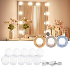 Consciot LED Vanity Mirror Lights, 10 Dimmable Hollywood Bulbs, USB Makeup Light
