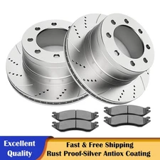 Fit 2003-2008 Dodge Ram 2500 3500 Rear Drilled Brake Rotors Ceramic Brakes Pads