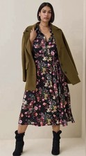 TORRID Black Floral Tea Length Studio Refined Woven Shirt Dress Sz 1X New