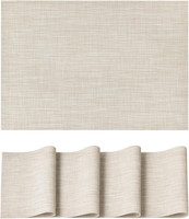 Woven Beige Pvc Platzsets 4Er Set, 30X45Cm Tischsets Waschbar Schmutzabweisend H