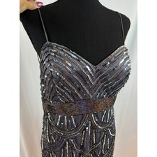 Jump Apparel Wendye Chaitin Gray Sequin Art Deco Cocktail Dress Size 11/12
