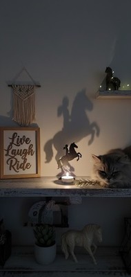 Teelichthalter Set Schattenspiel Silhouette - Geschenk Deko Katze Pferd Lesen