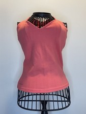 NWT Express Women  s S Pink V-Neck Knit Stretch Solid Tank Top Wide Strap Logo
