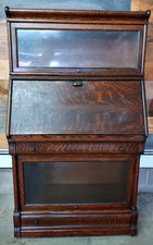 FANTASTIC MACEY QUARTER SAWN OAK BARRISTER BOOKCASE W/ DROP FRONT DESK W 2 DRAWS