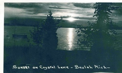 Vintage Postcard, Sunset on Crystal Lake, Beulah, MI 
