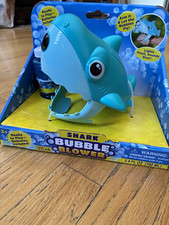 Shark Bubble Blower Toy w/ 3.4 fl oz Solution, Lights Roaring Sounds, Battery