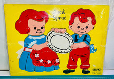 SIFO Jack Sprat Wood Puzzle Game Girl Boy 12 X 9 Inch Toy Game Colorful Vintage