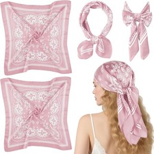 Silk Satin Scarf for Women 2/4/8 Pcs Boho Headwear Hair Bandana for Beach Travel