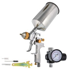 Pro 1.3mm Hvlp Gravity Feed Spray Gun W Regulator Auto Paint Basecoat Clearcoat