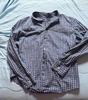 Vineyard Vines Slim Fit Whale Shirt L Blue White Plaid 100% Cotton 