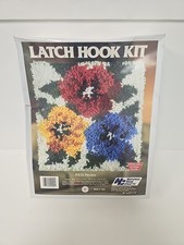 National Yarn Crafts Latch Hook Kit P478 Pansies 12 X 12 NEW IN PACKAGE