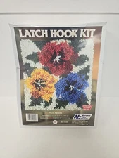 National Yarn Crafts Latch Hook Kit P478 Pansies 12 X 12 NEW IN PACKAGE 