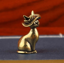 Brass Princess Cat Figurine, Elegant Feline Statue for Enchanting Home & Office